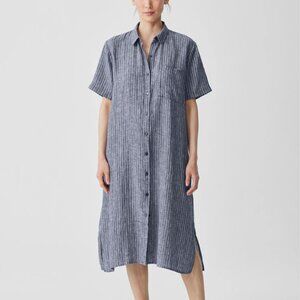 Eileen Fisher puckered organic linen shirtdress Medium
